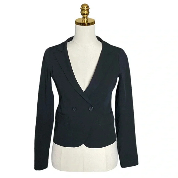 THEORY  Selkaey Double Breasted Tailored Wool Blend Jacket in Fixture Ponte Sz 2 - Picture 3 of 10